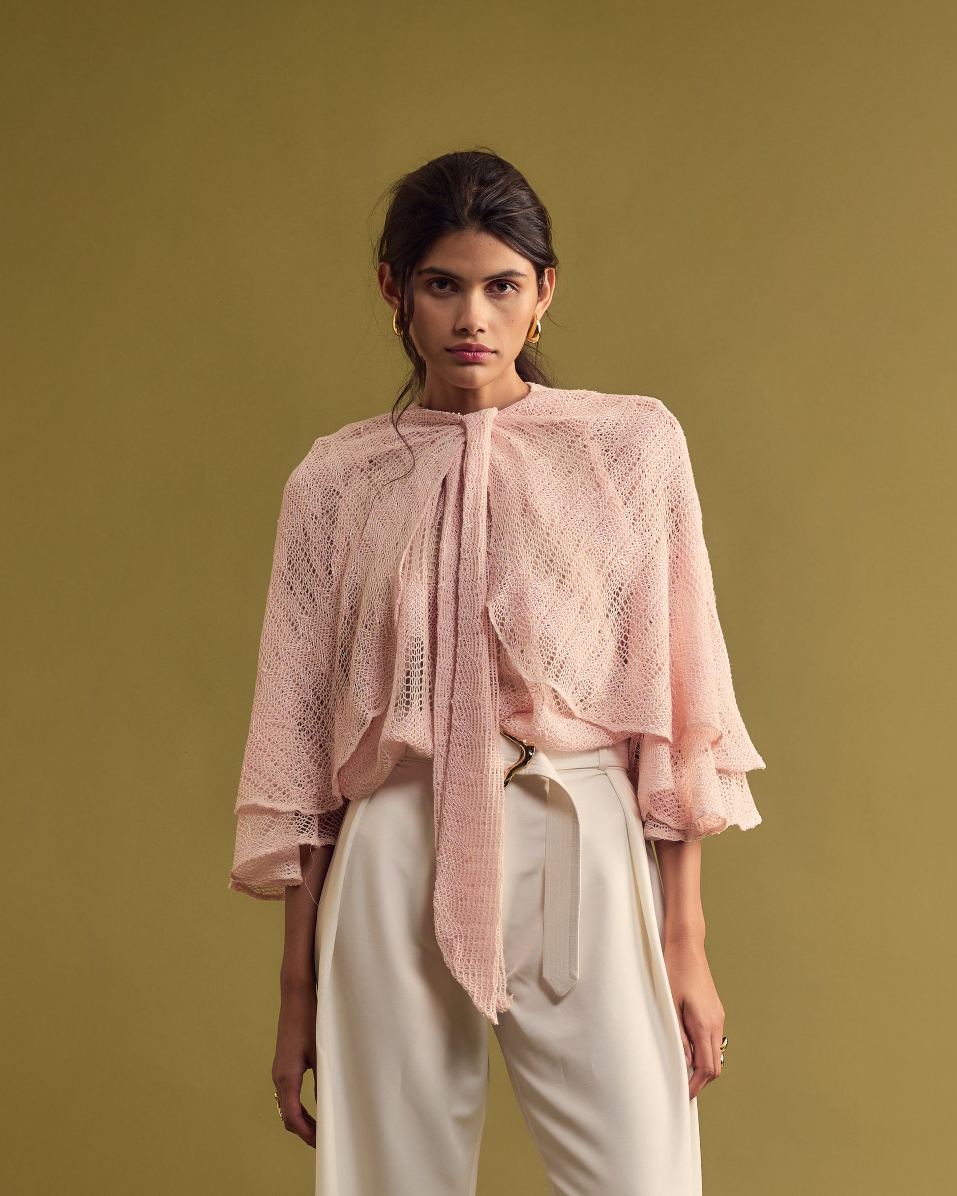 ELARIA Tie-Cape Top