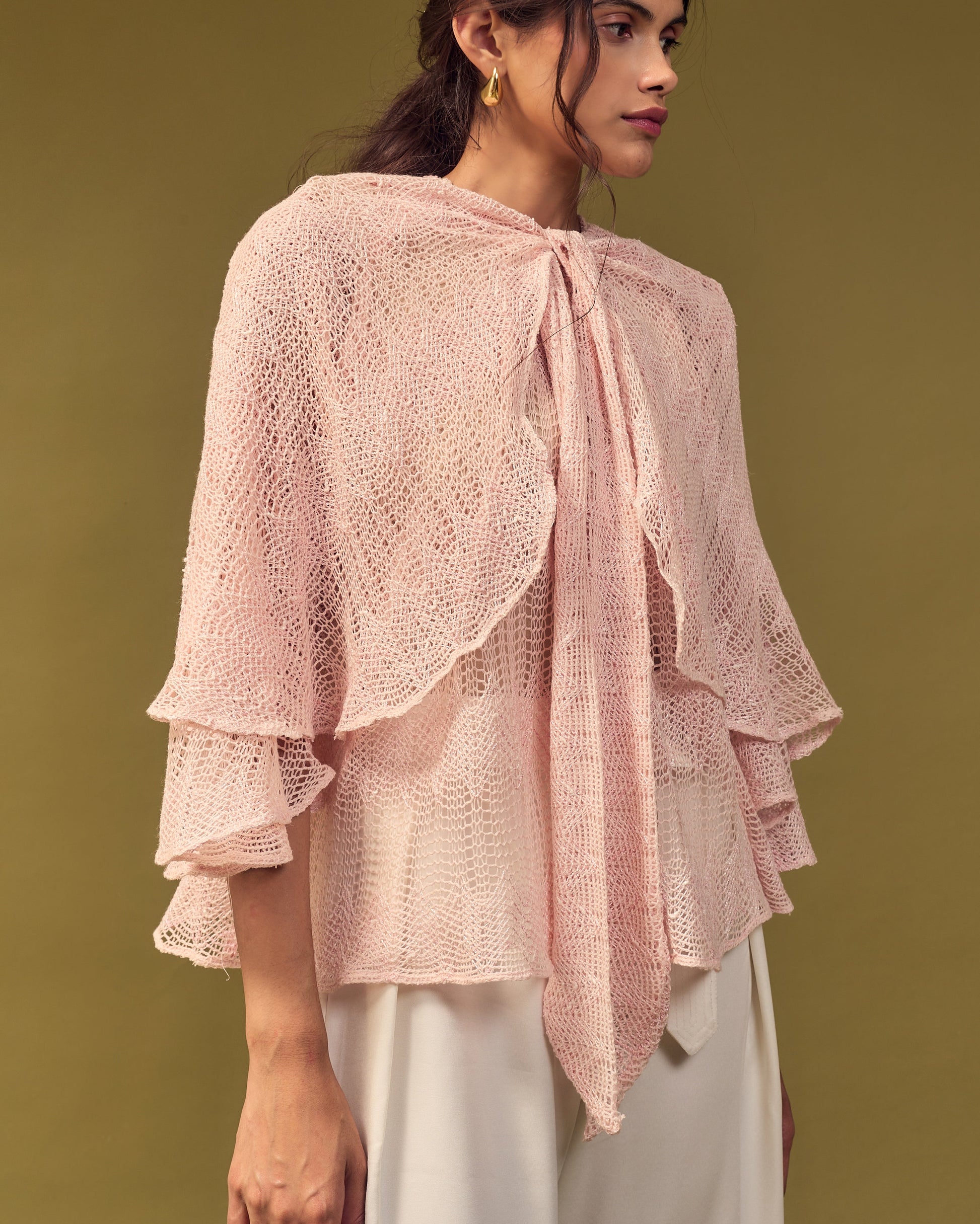 ELARIA Tie-Cape Top